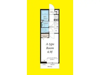 リブリ・プモリ鵠沼(1K/2階)の間取り写真