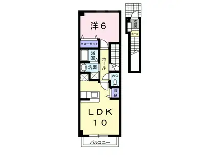 ウルー アンジュII(1LDK/2階)の間取り写真