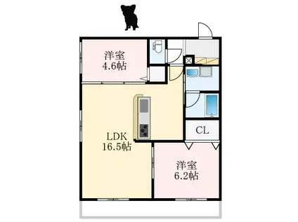 カーサ・アルバII(2LDK/1階)の間取り写真