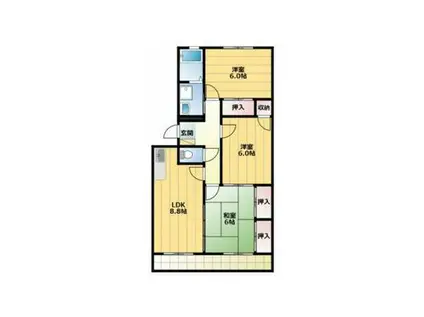 コーポ仲田(3DK/3階)の間取り写真