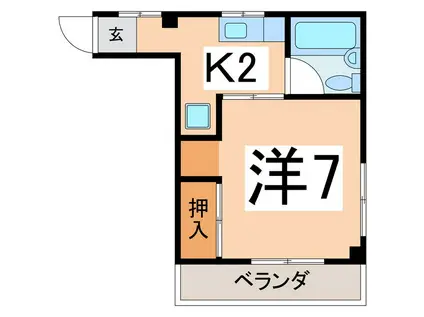 ミサキハイツ(1K/2階)の間取り写真