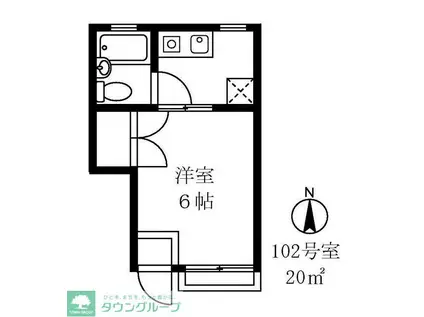 エバグリーンアパート(1K/1階)の間取り写真