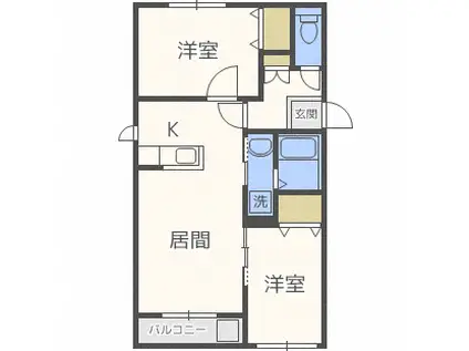 トラストコートS16(2LDK/4階)の間取り写真