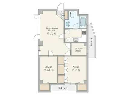 野村Vビル(2SLDK/5階)の間取り写真