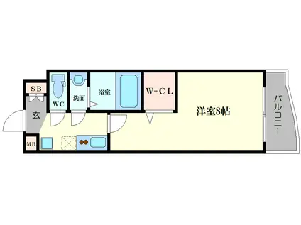 ラグゼ難波南(1K/15階)の間取り写真