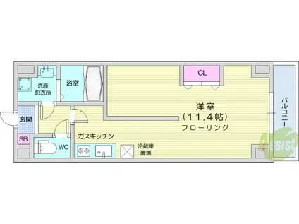 ガーデンロッジⅢ(1DK/5階)の間取り写真