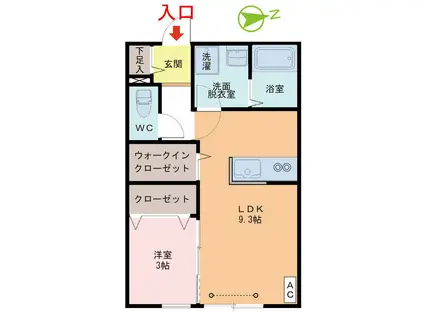 APERTA(1LDK/1階)の間取り写真