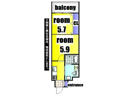 NO.65 ORIENT CROSSING TOWER(2K/17階)の間取り写真
