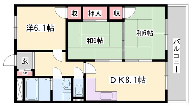 ハイツメロディ(3DK/4階)の間取り写真