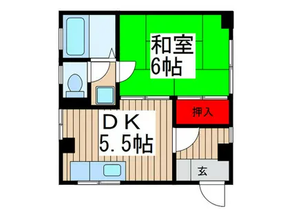 板橋ビル(1DK/1階)の間取り写真