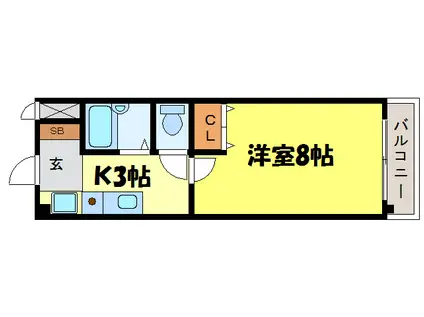 メゾンソレイユ(1K/1階)の間取り写真
