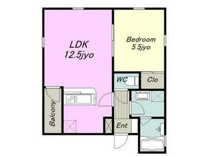 クラージュ(1LDK/3階)の間取り写真