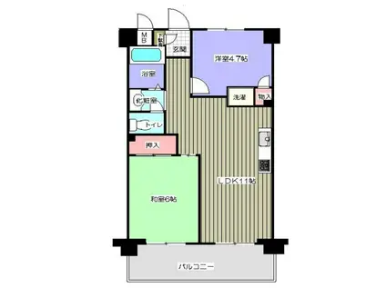 メゾン三田赤坂(2LDK/6階)の間取り写真