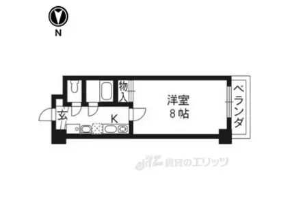 プラネット城陽(1K/3階)の間取り写真