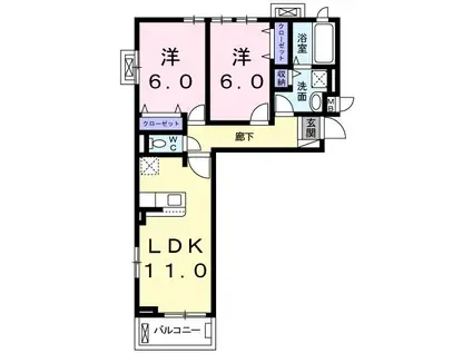 グランフォレスト(2LDK/3階)の間取り写真