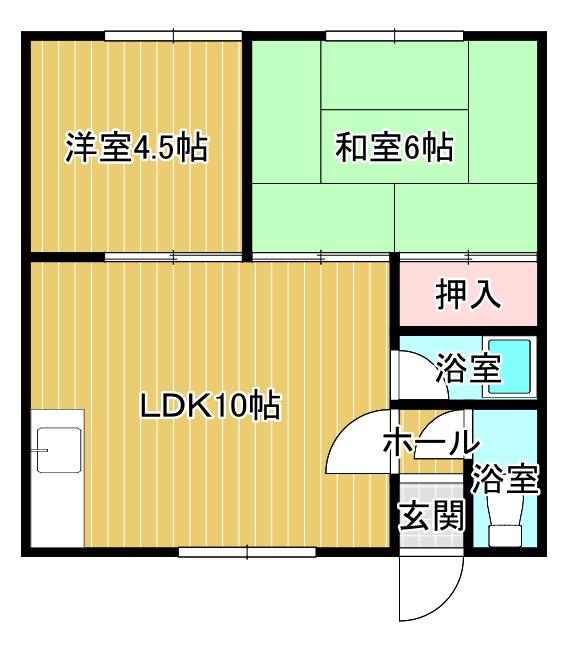 ハイツかみやま(2LDK/2階)の間取り写真