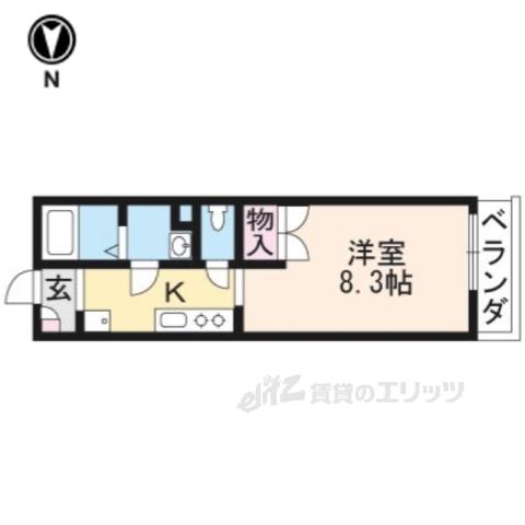 GARNETRESIDENCE丹波橋(1K/2階)の間取り写真