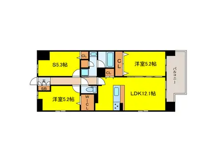 スプランディッド(2SLDK/3階)の間取り写真