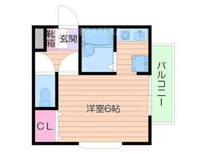 ウイング山手(1K/2階)の間取り写真