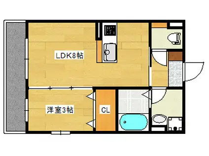 BONDBLDII(1LDK/1階)の間取り写真