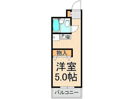 ヴィラハヤシII(1K/6階)の間取り写真