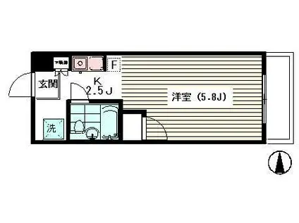 キーハウスエイム(1K/2階)の間取り写真