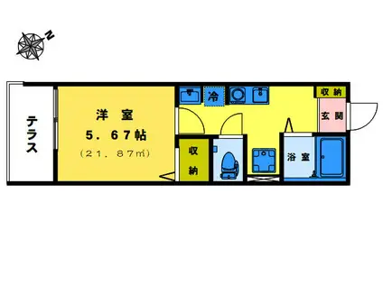 グランベルリッツ(1K/1階)の間取り写真