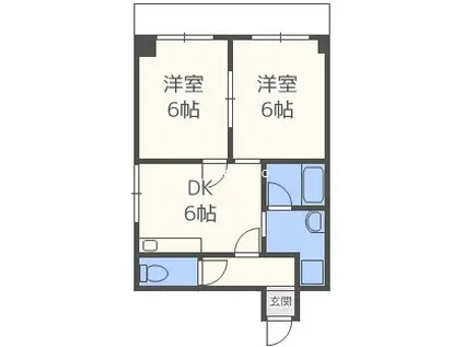 ラパンジール恵美須II(2DK/6階)の間取り写真