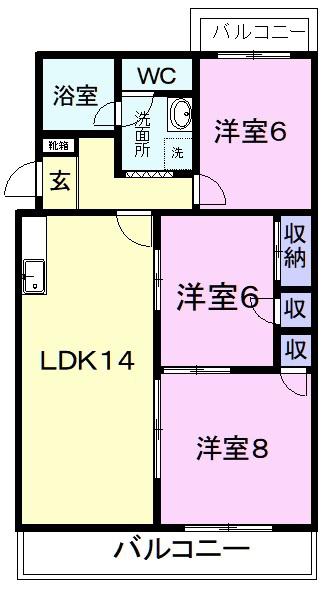 グレイス六番館(3LDK/3階)の間取り写真