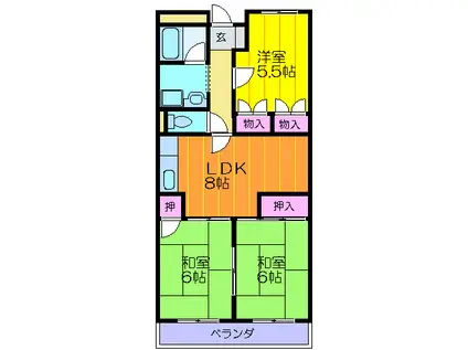 第2シャルマン(3LDK/1階)の間取り写真