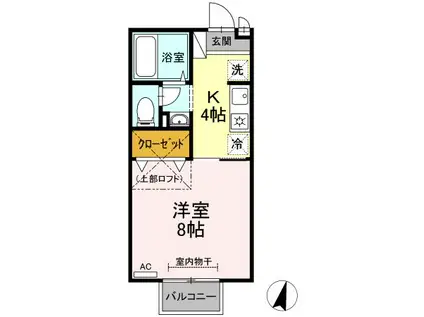 ＪＲ山陰本線 米子駅 徒歩11分 2階建 築26年(1K/2階)の間取り写真