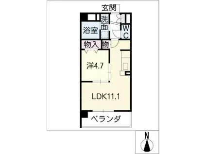 ウエスト COURT SAKURABASHI(1LDK/3階)の間取り写真
