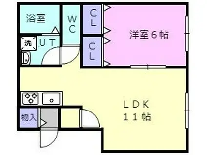 メゾン・ラ・ファイエット苫小牧I(1LDK/2階)の間取り写真