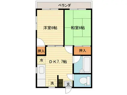 TOAマンション(2DK/2階)の間取り写真