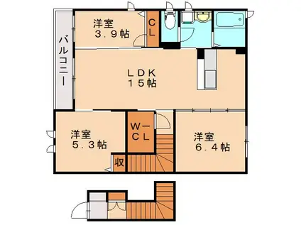 ガーデンコート花宅 A棟(3LDK/2階)の間取り写真