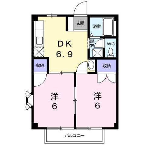 ハイツ南出2(2DK/1階)の間取り写真