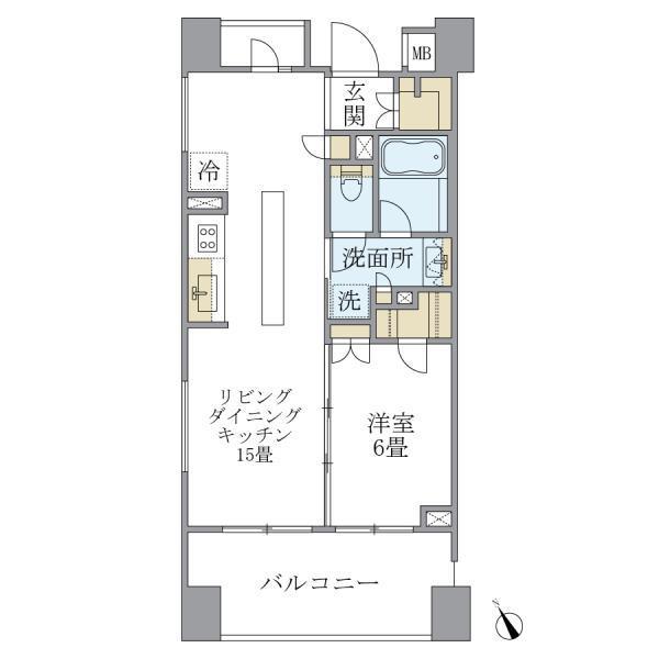 アパートメンツ三田(1LDK/4階)の間取り写真