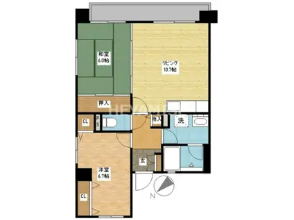 スカイヒルズ水辺の森(2LDK/5階)の間取り写真