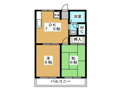 ハイツひるみF棟(2DK/2階)の間取り写真