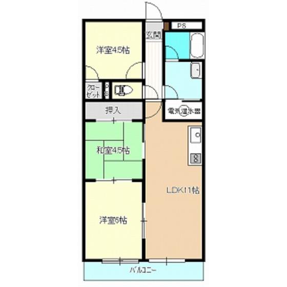 橋市駅前マンション(3LDK/9階)の間取り写真