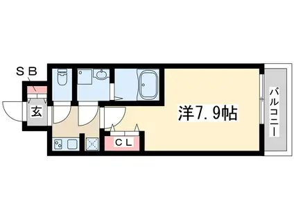 エスレジデンス新大阪ウエスト(1K/4階)の間取り写真