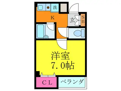 ELVITA阪急上新庄(1K/3階)の間取り写真