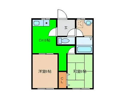 トレハイム八島(2DK/2階)の間取り写真