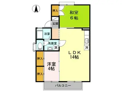 セジュール桜町(2LDK/1階)の間取り写真