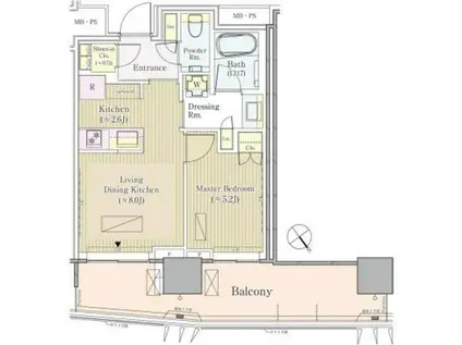 パークコート赤坂檜町ザ タワー(1LDK/19階)の間取り写真