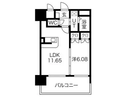 アルティザ仙台花京院(1LDK/9階)の間取り写真