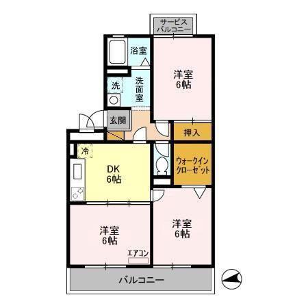 パンプキンハウス(3DK/2階)の間取り写真