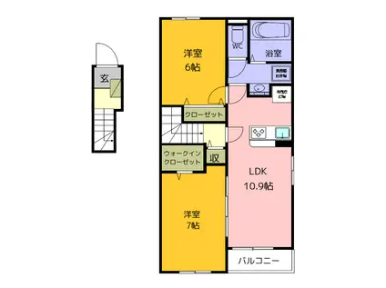 トレカーサ IV(2LDK/2階)の間取り写真