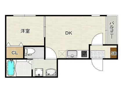 トライアンフハウスK(1DK/3階)の間取り写真