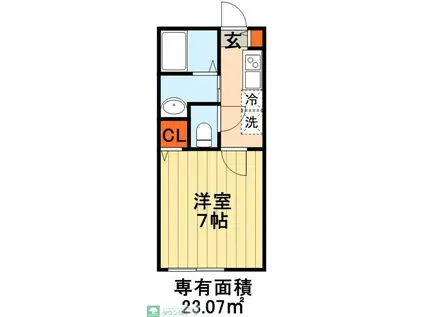 VILLA末広 I(1K/1階)の間取り写真